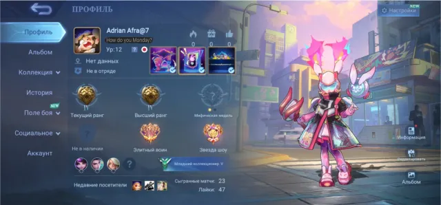 🌸Neozver Lilia|Epic LSS|Regular skin Luna Melissa|Good account for starting🌸, Sale, Rank: Legend, Level: 19, Win rate: 96%, Heroes: 21, Skins: 5