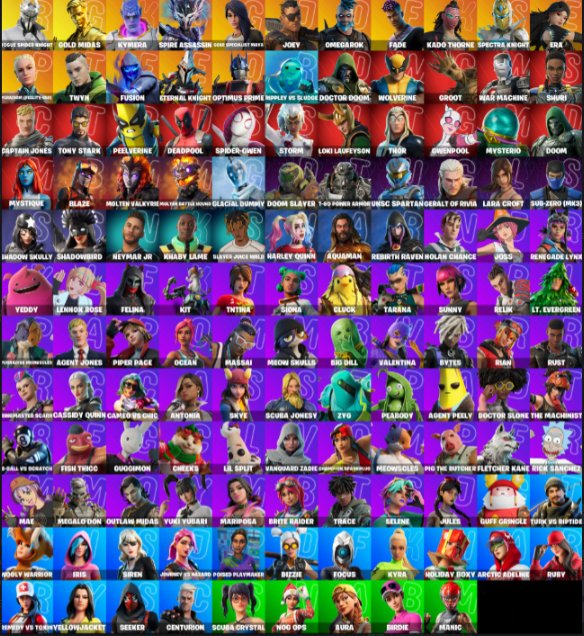 👾🟪FULL ACCESS👾 131 SKIN 👾 LARA CROFT 👾 GOLDEN MIDAS 👾 POISONOUS ARACHNID 👾 LAUGHING 👾🟪, Sale, skins 131