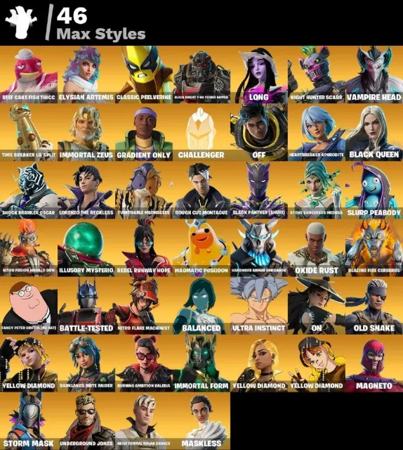 🌸 87 skins 🌸 Omegarok 🌸 Zeus 🌸 Inferno 🌸 Era 🌸 Hades 🌸 Spectra Knight 🌸 Valeria 🌸 Peter Griffi, Vente, skins 87