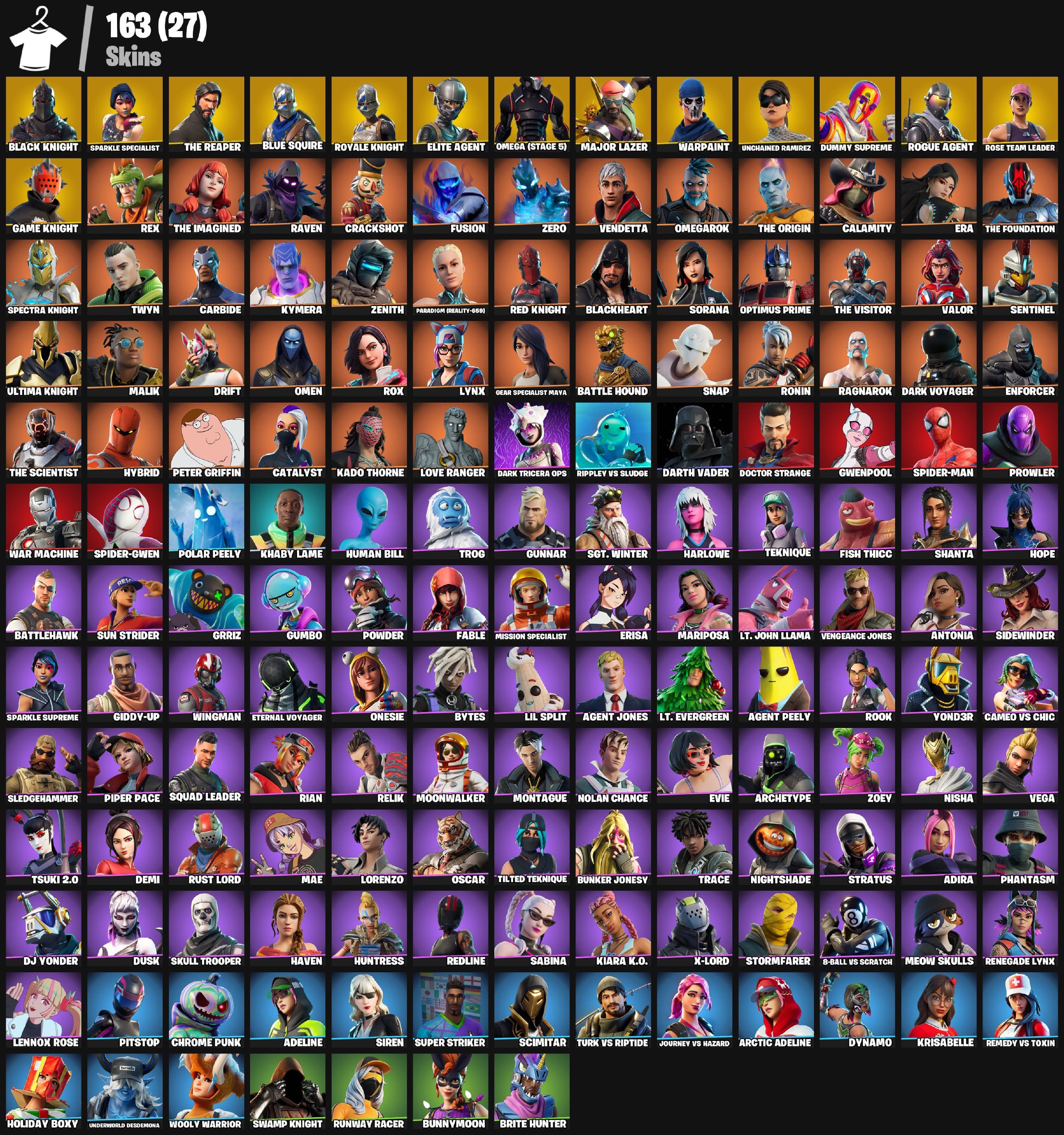 💀 BLACK KNIGHT // OMEGA (MAX) / THE REAPER / MAJOR LAZER // 163 SKINS // PC-XBOX-PSN 💀, Sale, skins 163