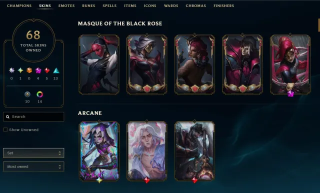 Exalted Arcane Fractured Jinx + Nice Prestige skins, Sale, level 62, champions 100, skins 68, Platinum