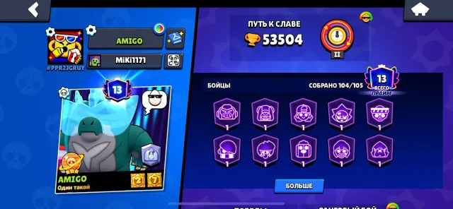Old acc; a lot of skins; a lot of pumped Persians., trophies 53504, brawlers 104, primes 13