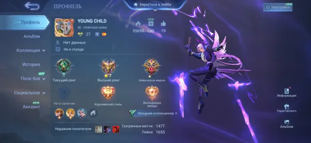 URGENTLY SELLING ACCOUNT WITH JOY CHAMPION, Sale, Rank: Epic, Level: 27, Win rate: 50%, Heroes: 30, Skins: 40