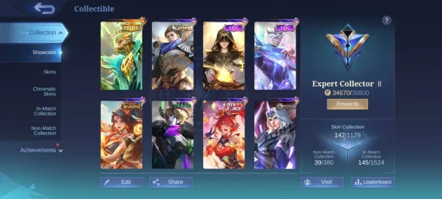 🔥prime Granger KOF Karina🔥 EPIC lunox Gusion venom Harley Gaara Vale emblem Max, Sale, Rank: Mythic, Level: 38, Winrate: 46%, Heroes: 74, Skins: 142
