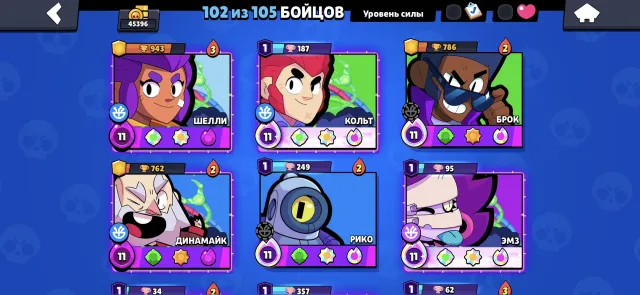 Account for the base25 hypers + 3 "11 powers"🐷💛9 legendary skins💛check description☝️, trophies 45420, brawlers 102, primes 21