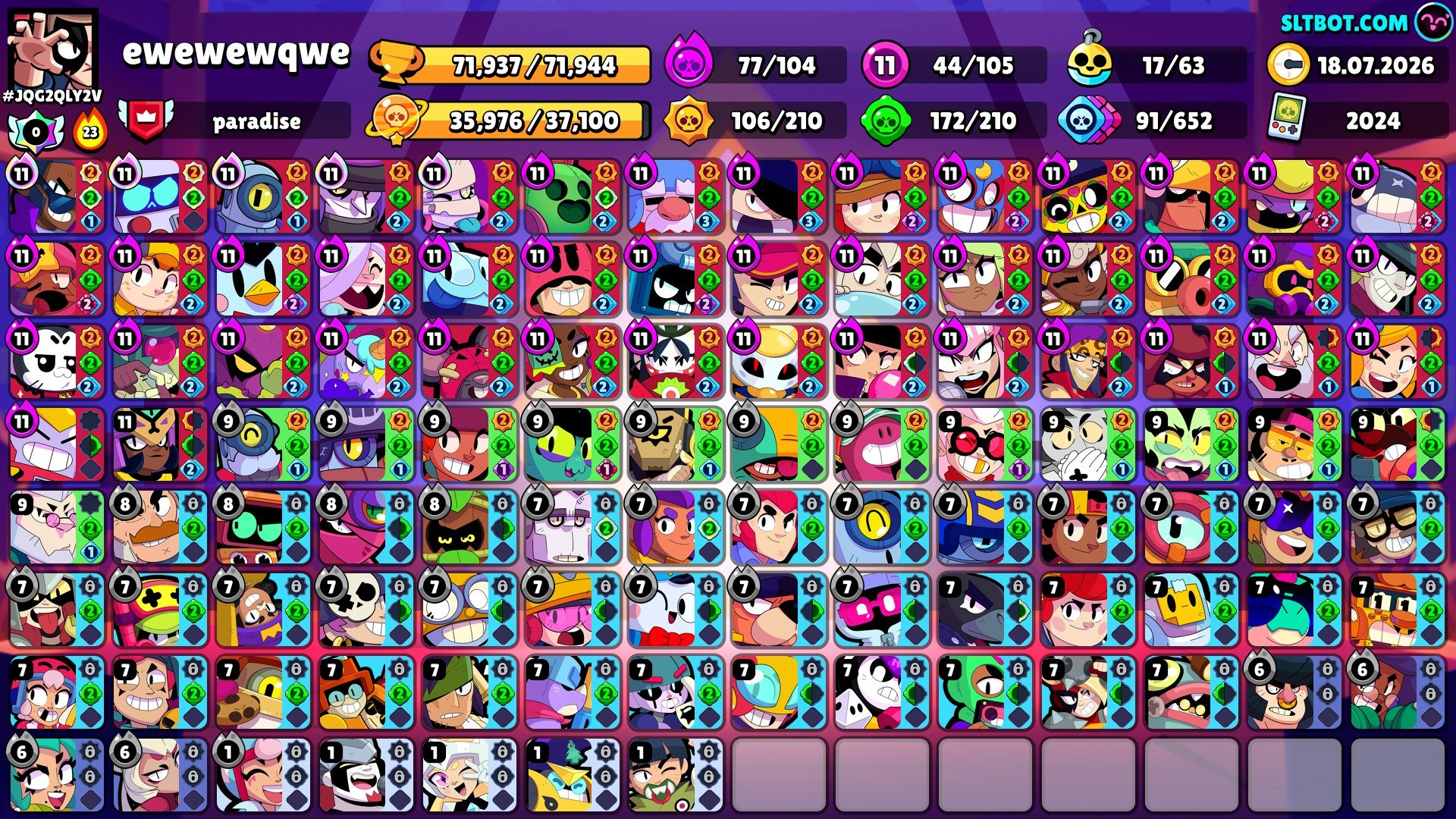 ⚜️ Super cool account 💪 (44-11x power), trophies 71937, brawlers 105