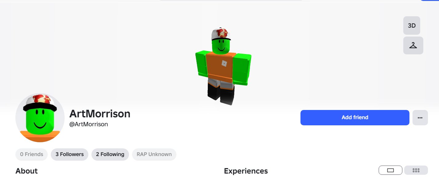 ✅2013 account |💎Beautiful Username💎|💫ArtMorrison💫|✨Offsale Bloxxer Cap✨| Not verified✅, Sale, Voice chat: No