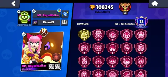 🔥 PREMIUM PERSONAL BRAWL STARS ACCOUNT | 105K TROPHIES | 104/104 BRAWLERS | FULL EMAIL TRANSFER 🔥, trophies 108500, brawlers 105, primes 80