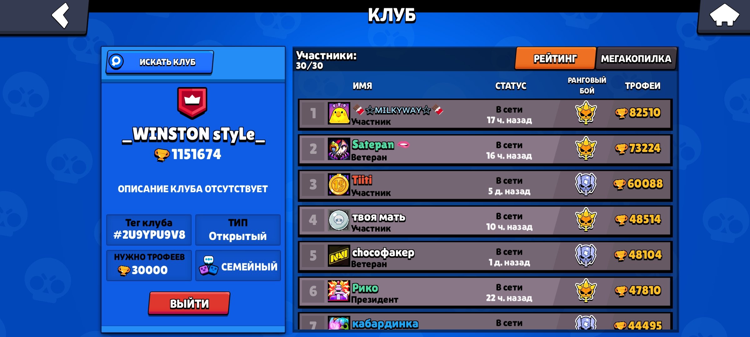 Very good account for begginer., trophies 27845, brawlers 94, primes 17