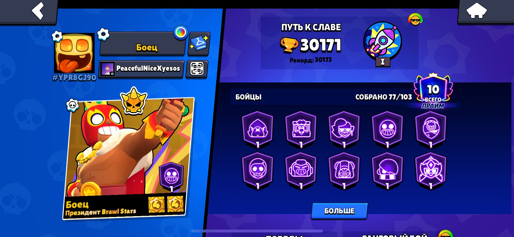 dhxjdvsnsjxhxjcjchcbcjdjdjd, trophies 30171, brawlers 77, primes 10