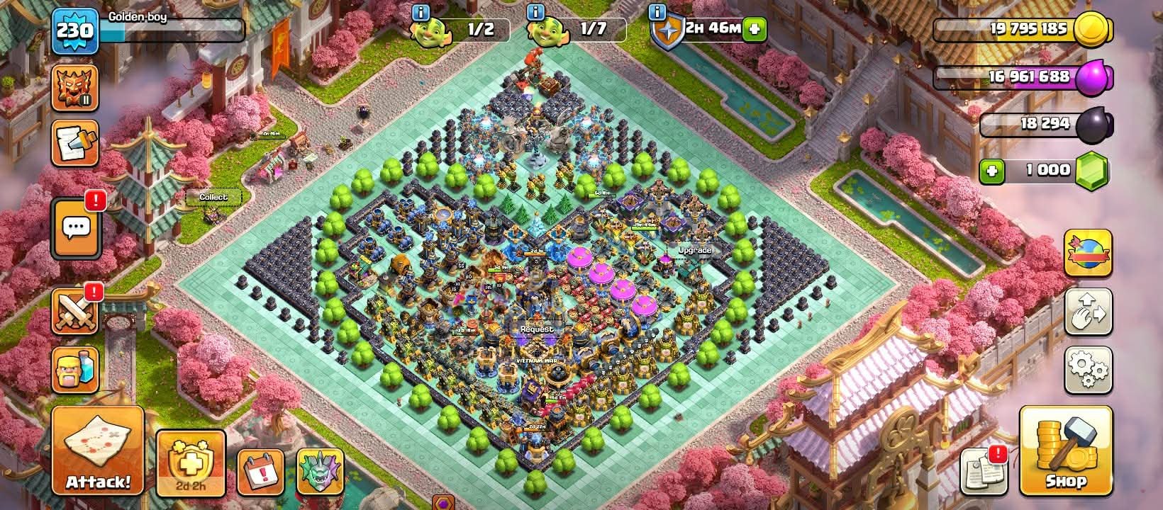 Th18➤Max 6 Hero:110.110.95.85.55.25➤11 Epic Max➤Max Walls Def, 18 TH Main Village, 10 TH Builder