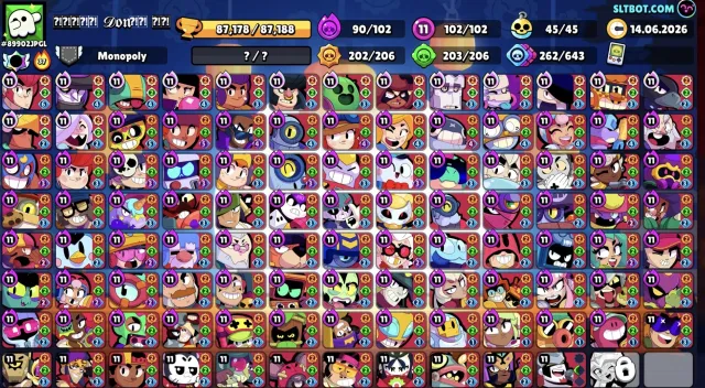 👑102-11 FORCES👑 90/102 HYPERS⭐️ALL BUFFY🔴103/103 FIGHTERS🔴 350+ SKINS🔴77,777 COINS🪙 65K BLINGS, trophies 87118, brawlers 103, primes 25