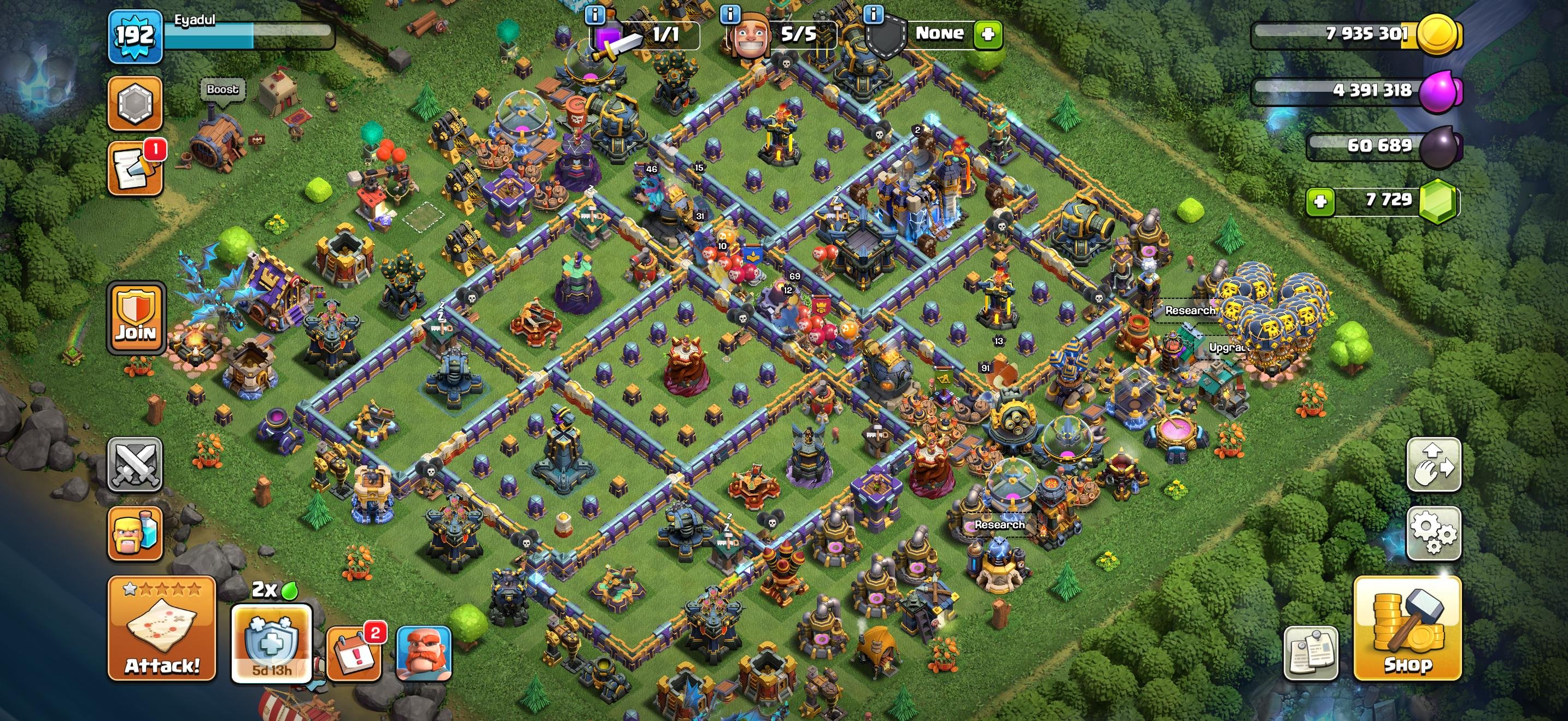 TH 18 Max Defense & Troops ✅ 70-91-46-51-31 ✅ 5x Epic Equipment ✅ NC Free ✅ BH 10 Max, 18 TH Main Village