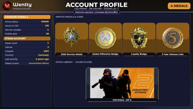 🔥 [CS2 PRIME] +4 RARE MEDALS: SERVICE 2020 · GO · LOYALTY — 2017 | FULL ACCESS #4AD7VS, Sale, Inventory empty, PRIME available