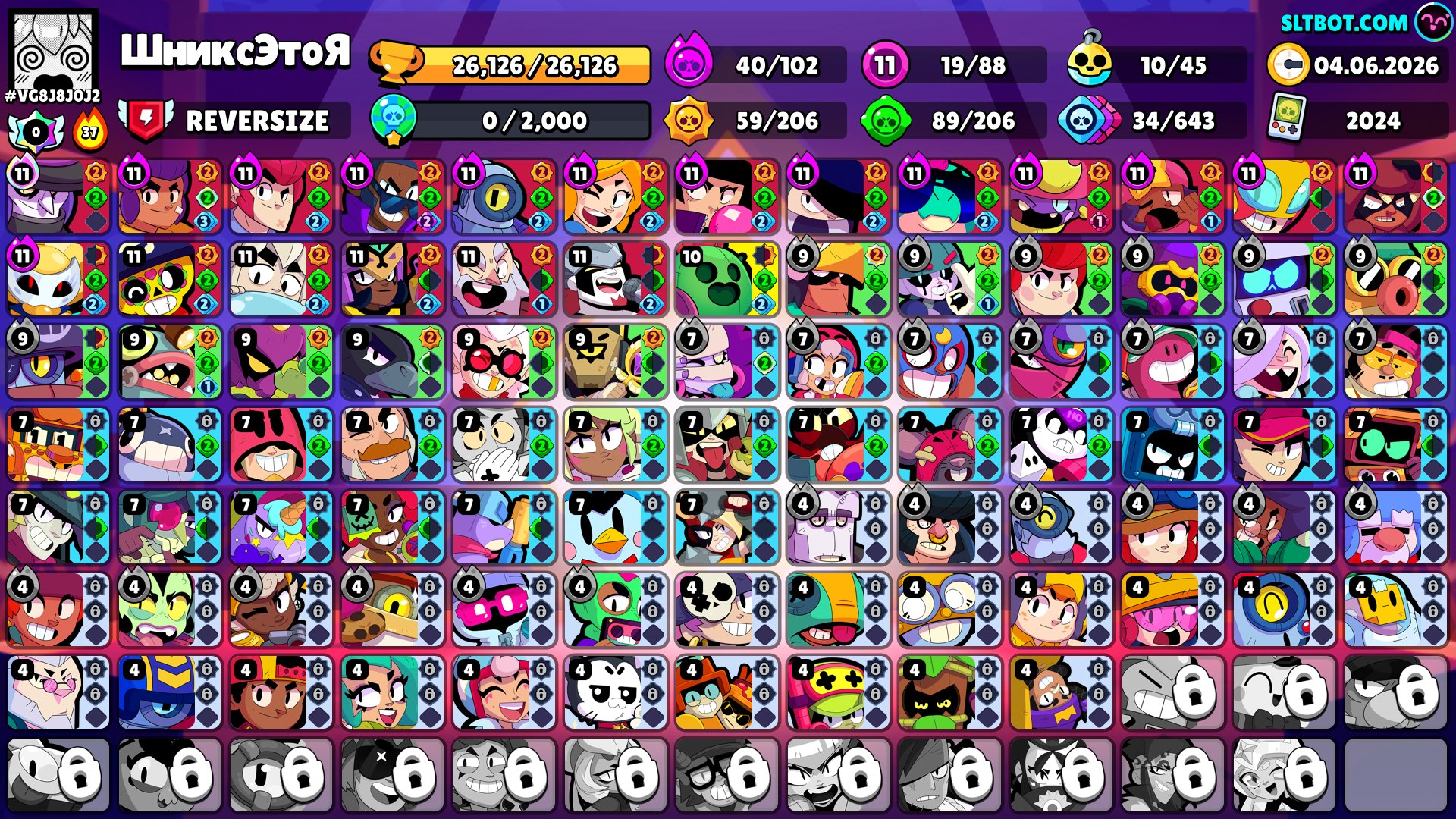 [🏆26,033 Cups][⭐11 Titles][💸Pay-to-play account][🎭88 Fighters][✨39 Hyper Charges][📱Video review], trophies 26162, brawlers 88, primes 8