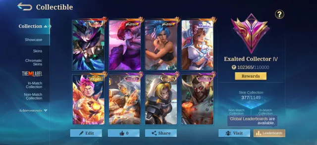 10 years anniversary🎖️account with MIYA LEGEND ⚡ Kof and many collectors and epic skin, Sale, Rank: Mythical, Level: 126, Win rate: 47%, Heroes: 133, Skins: 377