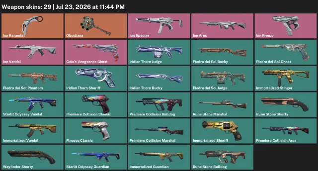 🟦TR🟦⟨ 🔥FULL BANDLE ION (KERAMBIT ION, VANDAL ION, Ghost "Earth's Retribution")⟩ FULL ACCESS, Sale, Ranked unlocked, Agents: 11, Skins: 29