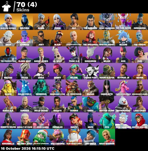 🔥 【FORTNITE】 💚 Lara Croft, Neymar Jr, Blizzard Bomber, Sultura 💚 70 Skins | 892 Stufen | 200 V-Bucks, Verkauf, Skins 70
