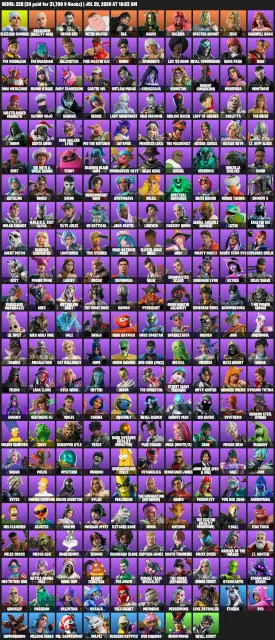 🎮 228 Skins | ⚒️ 299 Pickaxes | 🎶 238 Emotes | 🪂 173 Gliders | 💠 Level 3,120 | 🌐 All Platforms, Sale, skins 228