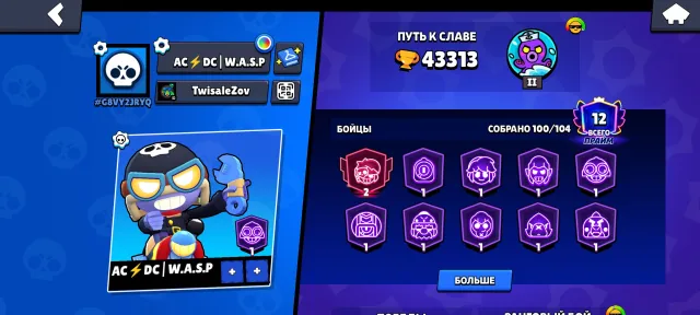 an account with good leveling and many skins, trophies 43000, brawlers 100, primes 12