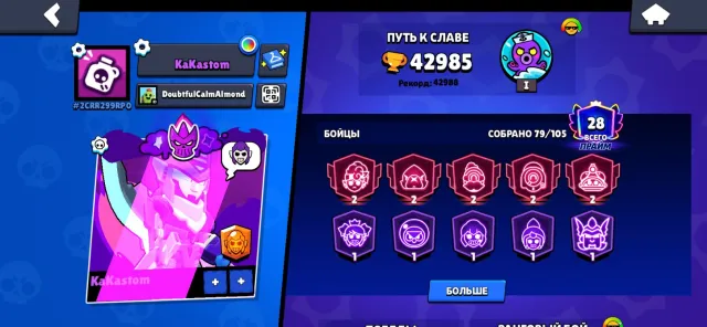 Top account for the main purpose — FULL RE‑BRANDING, trophies 43000, brawlers 79, primes 28