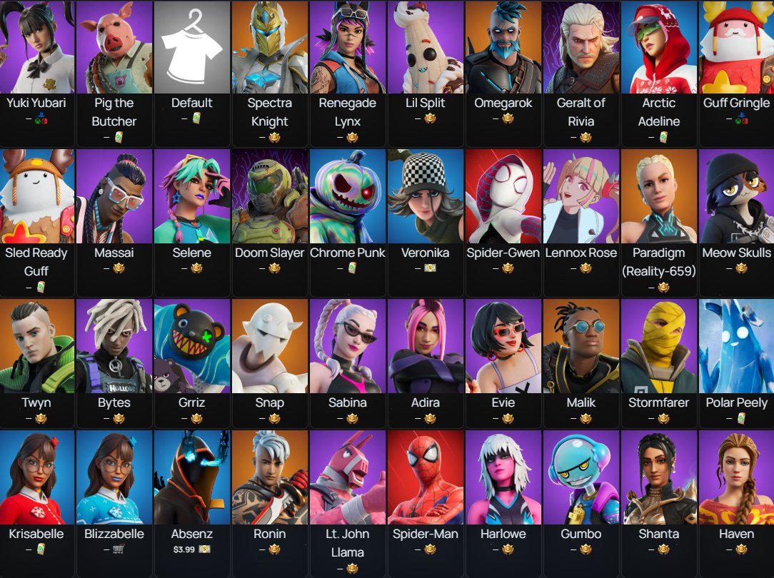 Account since 2020. In Fortnite since Chapter 2 Season 1., Sale, skins 77