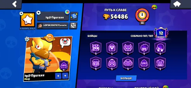 🔥 Fat Brawl Stars Account 🎥 Video Review 💎 Well leveled, ready to play, 54486 trophies, 107 brawlers, 12 primes