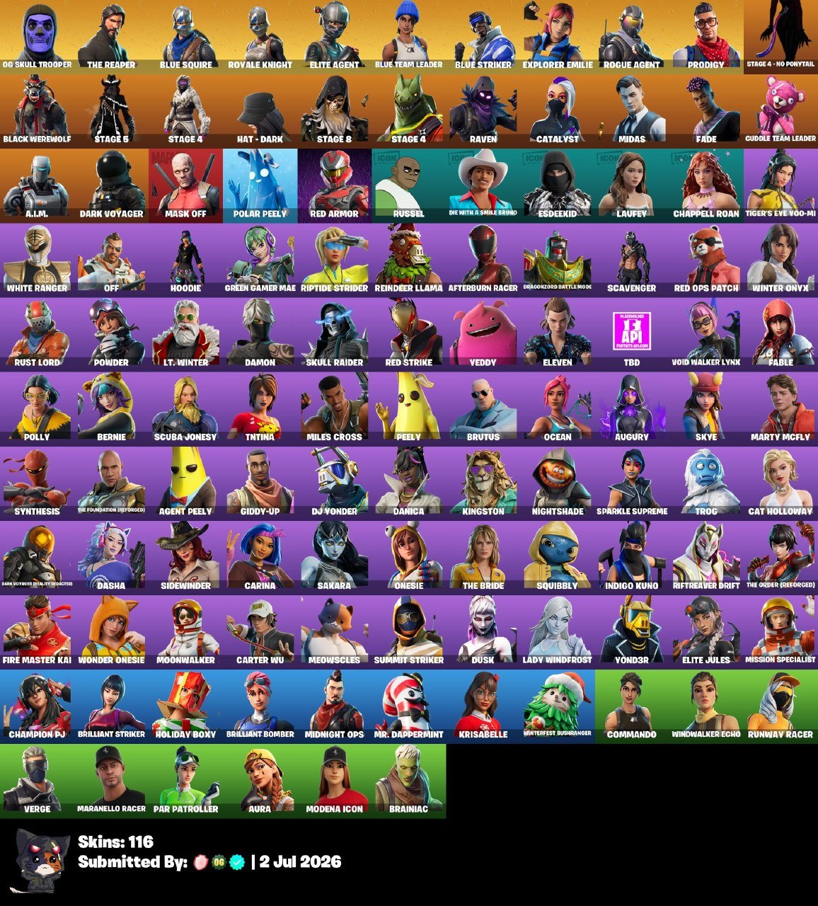 [PC] FA 100 skins OG SKULL TROOPER | The Reaper | Blue Squire | Royale Knight, Sale, skins 100
