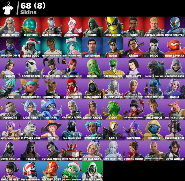 🎮 Fortnite Hesabı [PC/XBOX/PSN] 68 SKIN | 850 V-Bucks | LVL 1722 | TAM ERİŞİM 🔥, Satış, skinler 68