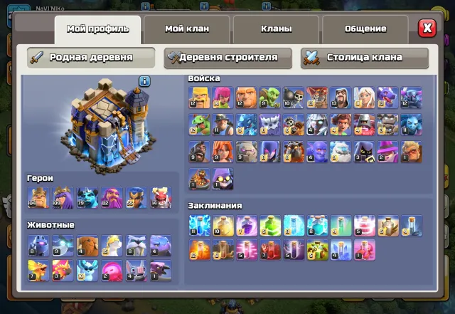 ⭐240 LVL⭐104/109/82/55/79/14⭐МНОГО СКИНОВ, ФУЛЛ ЭПИК СНАРЯГИ, FULL 90%⭐, 18 TH Main Village, 10 TH Builder