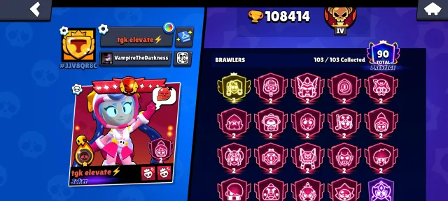 FULL UPGRADED ACC⚔️METEORITIC GLORY✨3 PRIME ON CHESTER🎱ACC FOR MASTER, trophies 109320, brawlers 103, primes 90