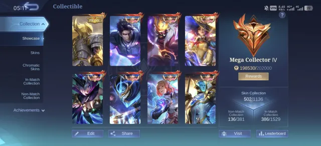 🔥 PRIME Roger • Legend: Miya • Alucard • Franco • Gord • Lesley • Gusion • Guinevere, Продажа, Ранг: Мифический, Уровень: 141, Процент побед: 48%, Герои: 132, Облики: 502