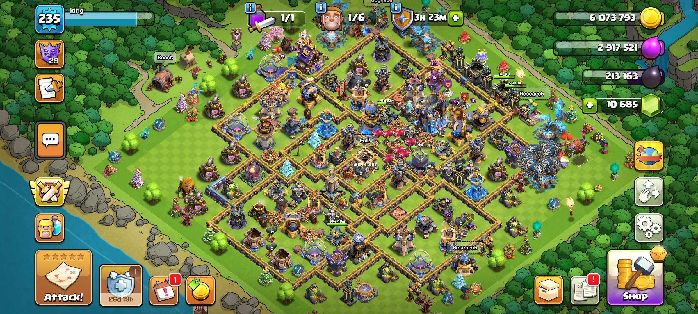 Townhall 18🔥10585 Gem💎Queen 107🎃King 100👑29Dragon🎇, 18 TH Main Village, 10 TH Builder