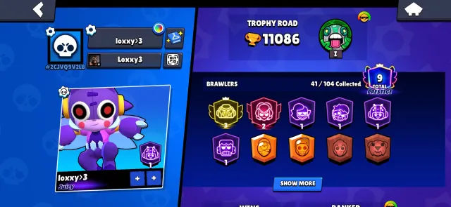 3 Volt Prime, Volt Prime, Charlie Prime 2, trophies 11086, brawlers 41, primes 9