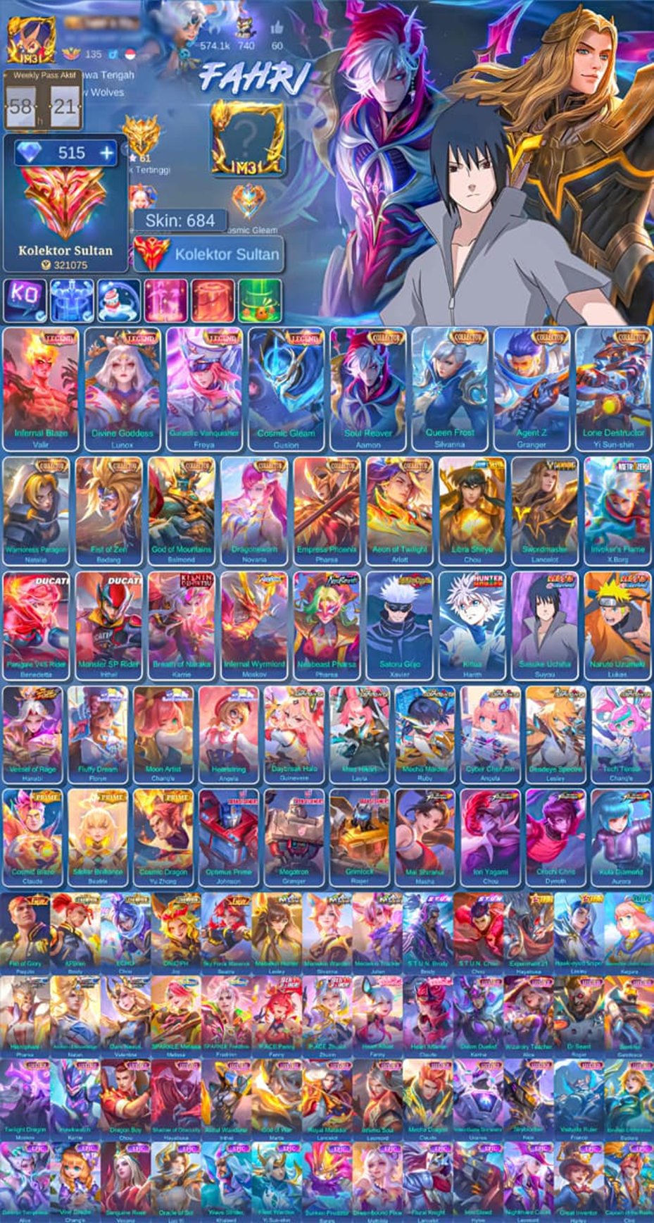 💎Epic💎🔥Level 135🔥⭐️131 Heroes⭐️🔴684 Skins🔴