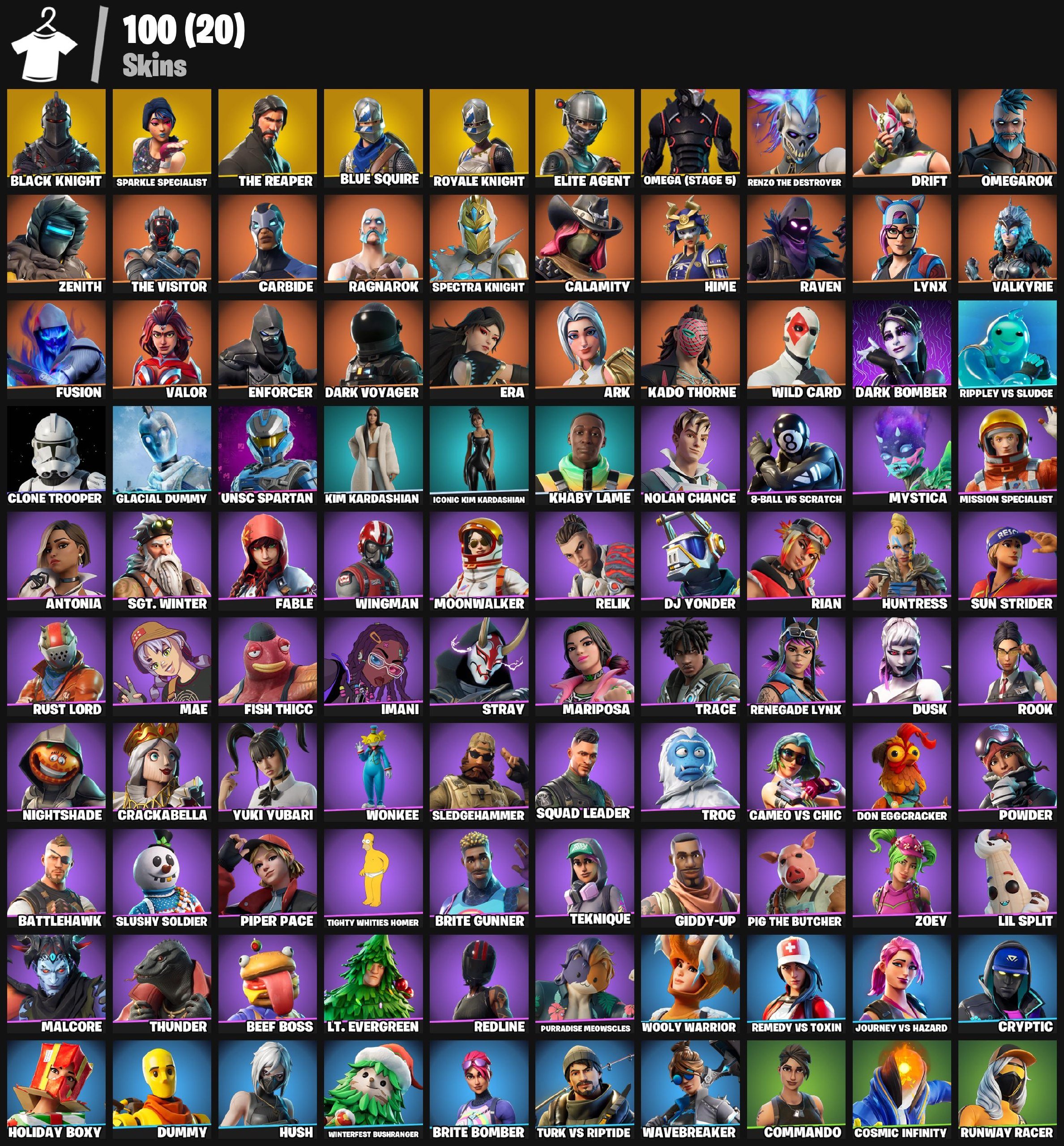 💀 BLACK KNIGHT // THE REAPER / ELITE AGENT / OMEGA (STAGE 5) // 100 SKINS // PC-XBOX-PSN 💀, Sale, skins 100