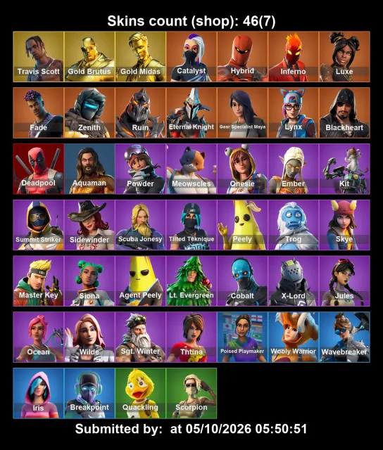 [PC/PSN/XBOX]❤️46 skinów❤️Travis Scott❤️Złoty Brutus❤️Złoty Midas❤️Catalyst❤️, Sprzedaż, skiny 46