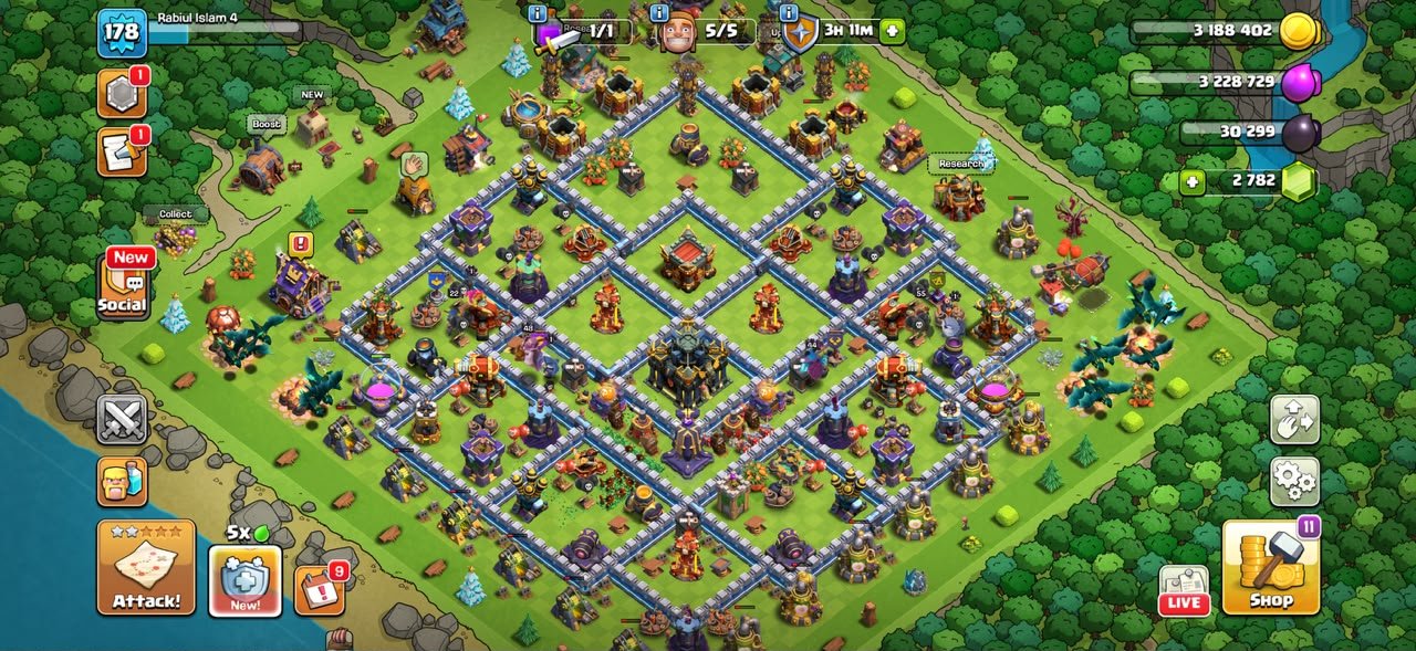 TH 17 Decent ID ✅ 54-55-44-48-22 ✅ 2700 Gems ✅ 6x Epic Equipment ✅ NC Yes ✅ Lots of Magic Items, 17 TH Main Village, 1 TH Builder