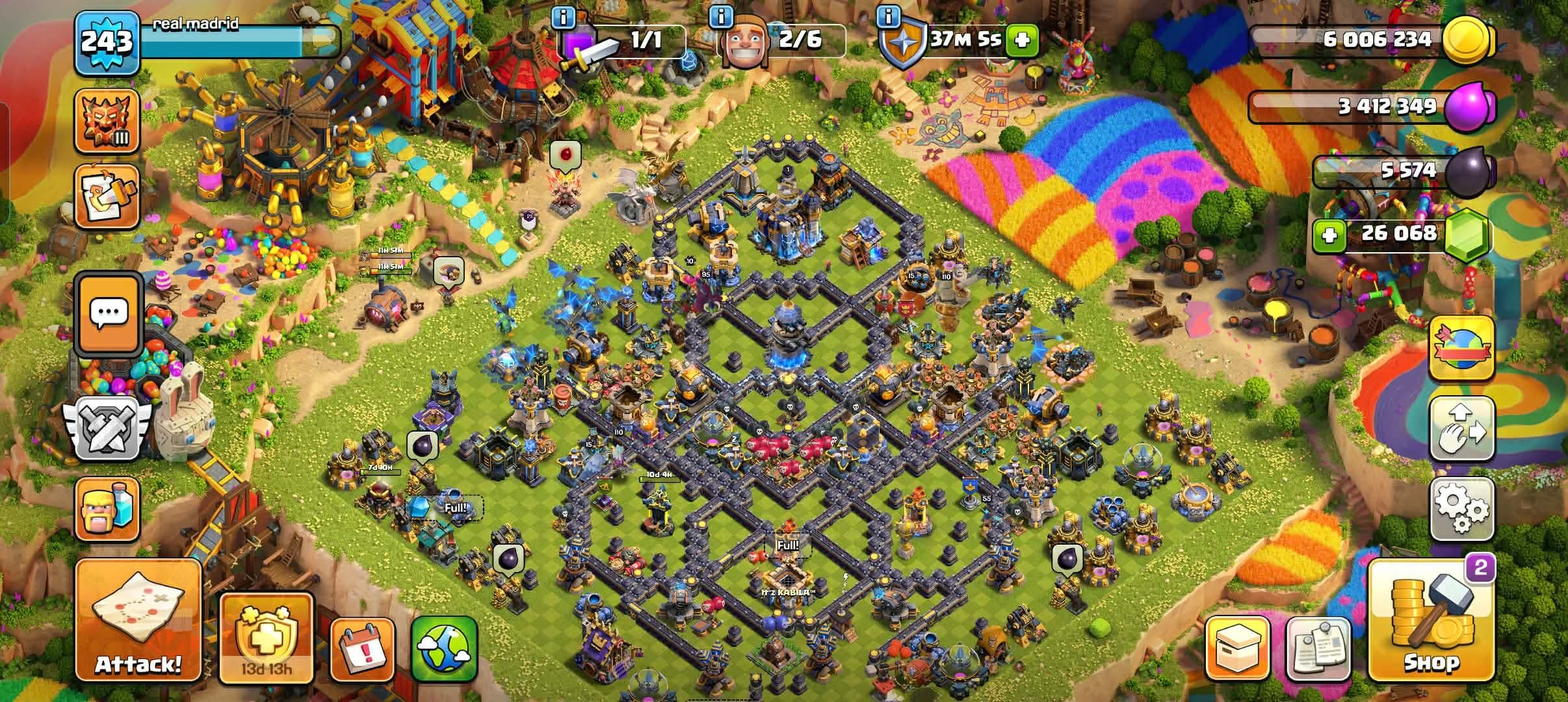Th18 Max➤100% Max 6 hero➤25k+ Gems➤Best Def army walls max➤Relink Possible➤Best Equipment, 18 TH Main Village