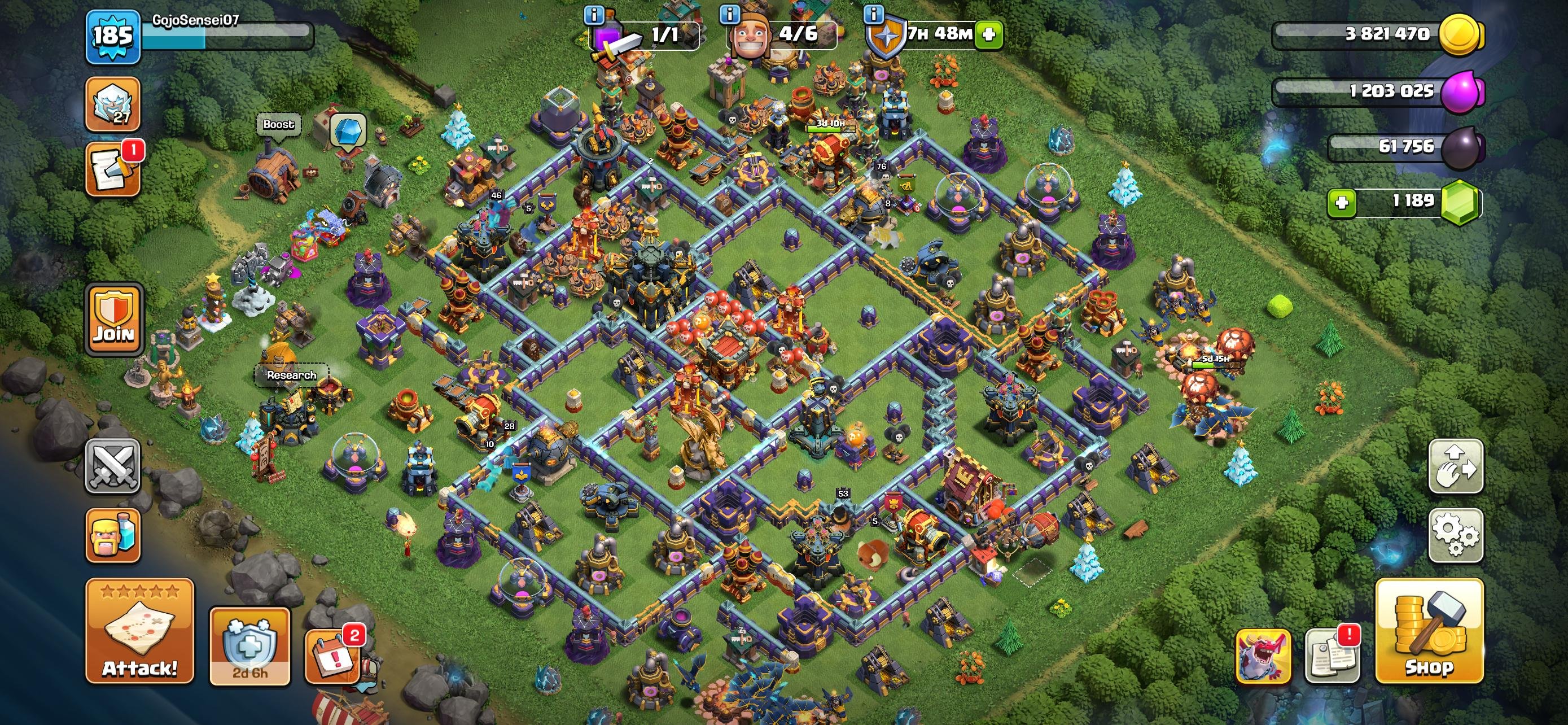 ◉ TH17 Near Max ◉ 1700 CWL Medals ◉ 53-76-46-48-28 ◉ 9× Epic High Level ◉ Rocket Spear Max ◉, 17 TH Main Village
