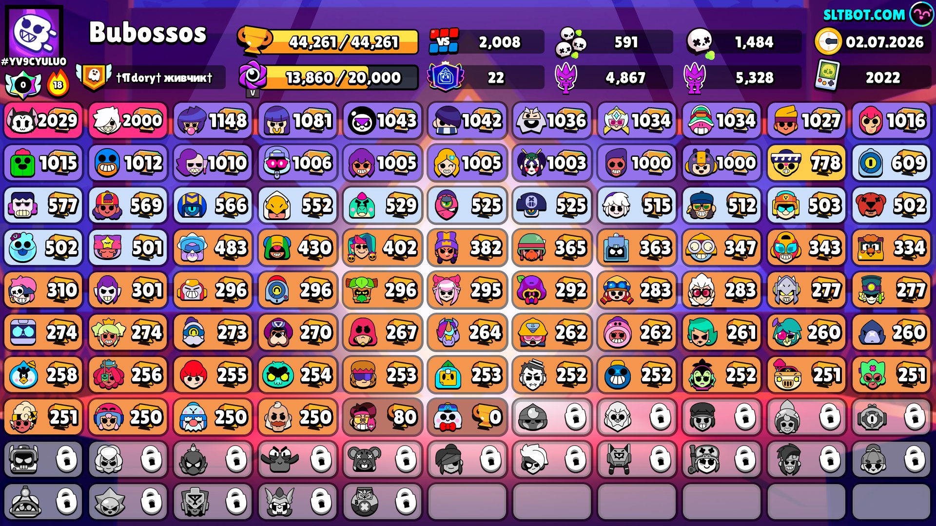 #YV9CYULU0🍎PERSONAL ACCOUNT🍎44261 TROPHIES🍎83 BRAWLERS🍎, trophies 44261, brawlers 83, primes 22
