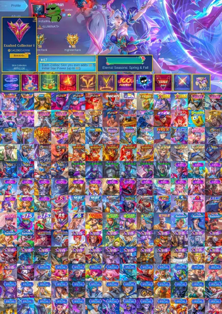 💎GURU 2 👑 Layla🗡️ Gusion Legendary 🥊 Paquito KOF 🔥 Dyrroth KOF ♎ Chou Golden Libra 🏍️ Irithel Ducati, Продажа, Ранг: Мифический, Уровень: 92, Процент побед: 55%, Герои: 133, Облики: 407