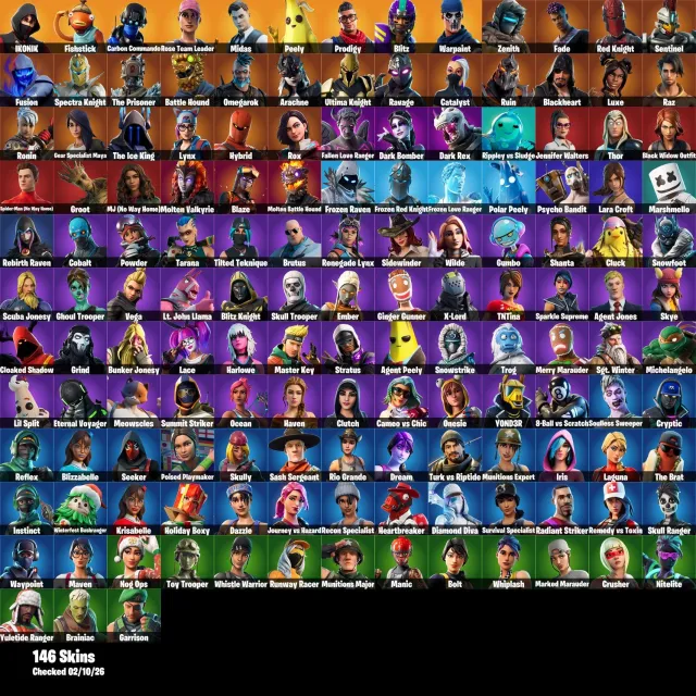 [PC/PSN/XBOX] 146 Skins | OG STW | IKONIK | Fishstick | Carbon Commando | Midas, Sale, skins 146