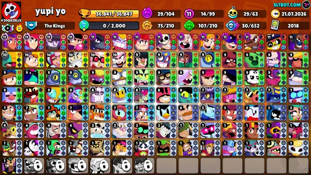 account from 2018, many old skins, 36k cups. I've long abandoned the account, trophies 36841, brawlers 99, primes 7