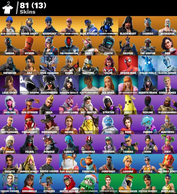 👕 81 скинов 🎮 2270 Уровень 💰 400 V-bucks 💰 OG STW | Blue Team Leader | Rogue Agent | Blue Striker |, Продажа, скины 81