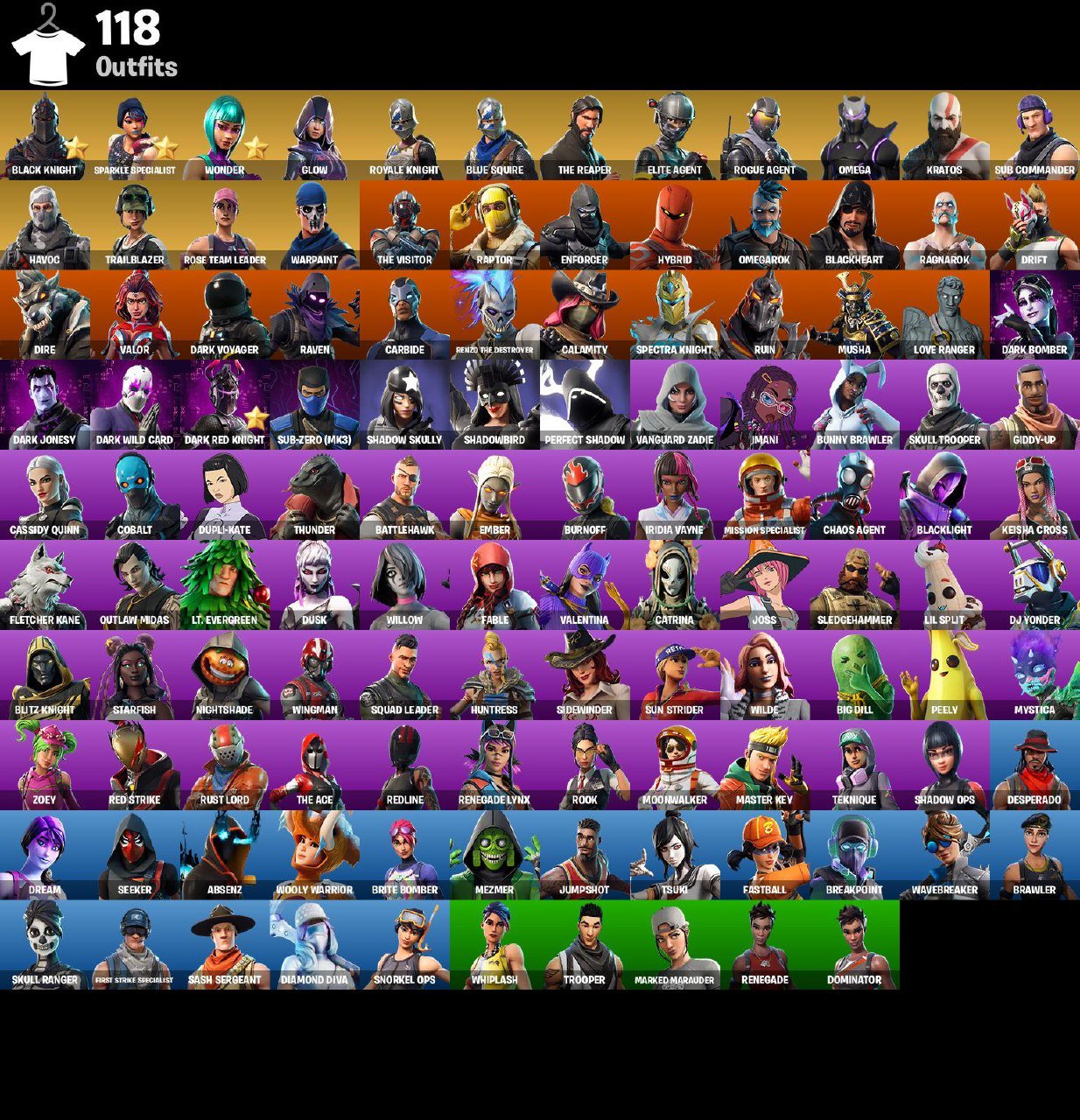 [PC/PSN] 146 SKINS | Black Knight | Sparkle Specialist | Wonder | Glow | Royale Knight, Sale, skins 146