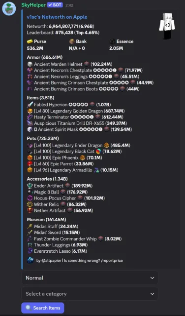 Hypixel Skyblock ✨【7.5B NETWORTH】🔑 Only owner🔑 FULL DATA CHANGE 🌠, Sale, All account data