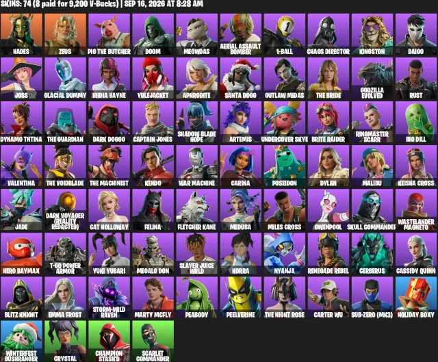 🦖 74 SKINS | GODZILLA EVOLVED + MARVEL | VOLLER ZUGANG 👑 VERHANDLUNG MÖGLICH, Verkauf, Skins 74