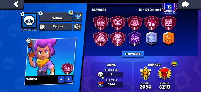 FULLY BOUGHT SUPERCELL STORE/Blue/Red King Frank/1 win in Showdown/7-2 primes/, 17300 trophies, 85 brawlers, 15 primes