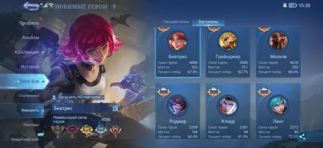 Account for Marksman, Sale, Rank: Mythical Glory, Level: 72, Win Rate: 64%, Heroes: 87, Skins: 122